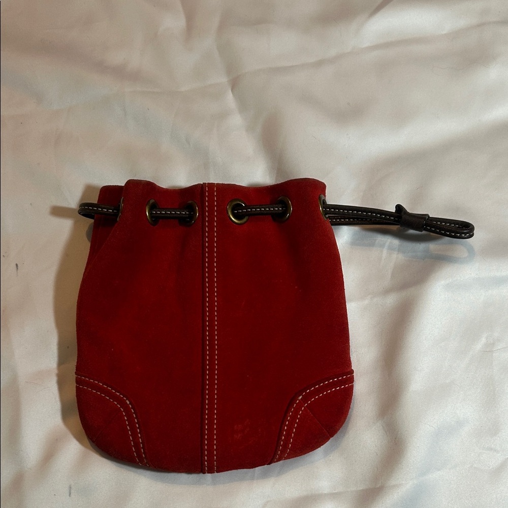 Coach Vintage Soho Drawstring Suede Wristlet in Bordeaux - Picture 2 of 13